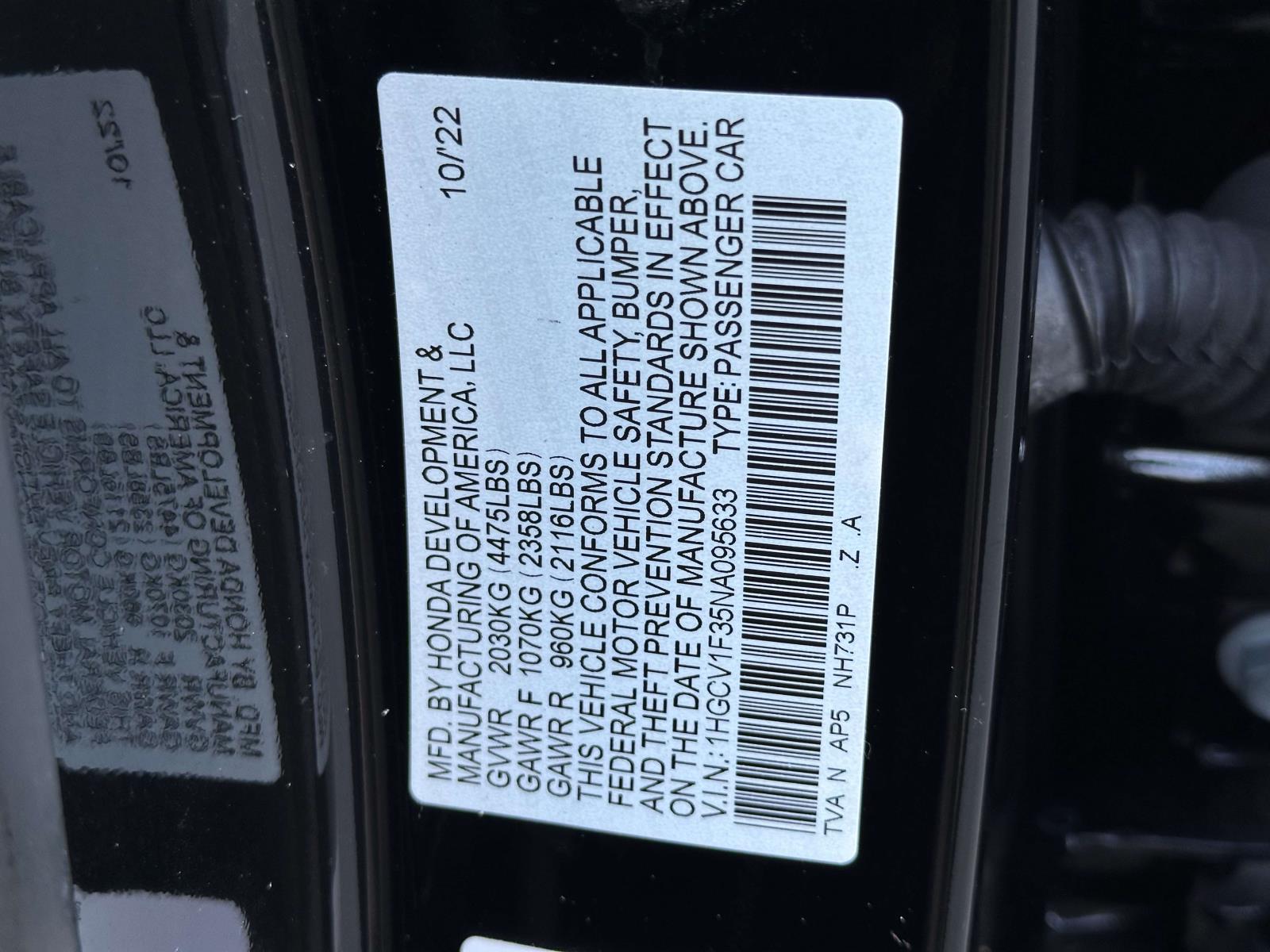 used 2022 Honda Accord Sedan car, priced at $24,889