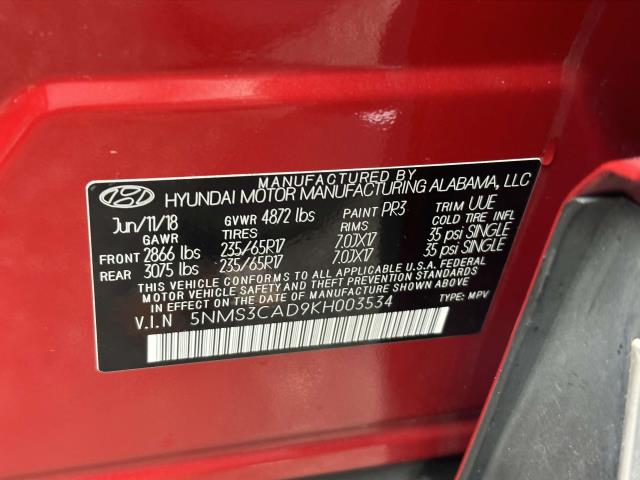 used 2019 Hyundai Santa Fe car, priced at $17,995