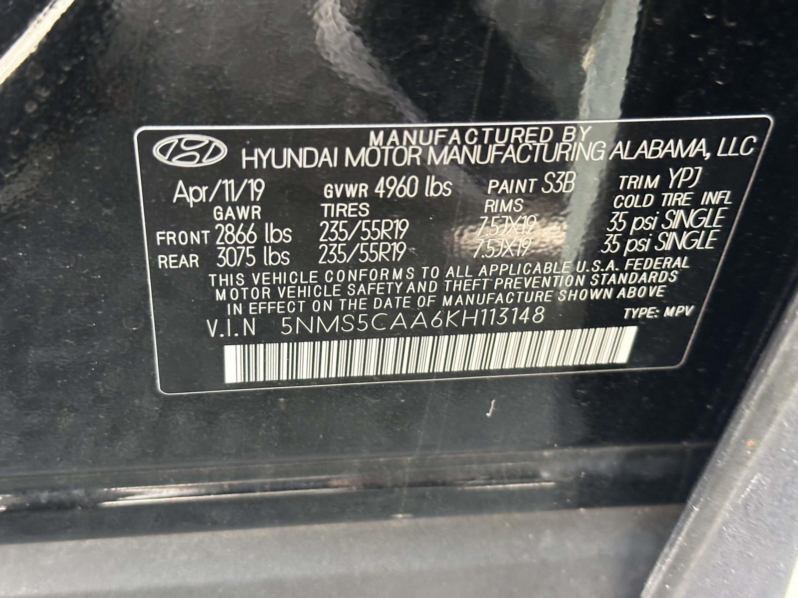 used 2019 Hyundai Santa Fe car, priced at $21,995