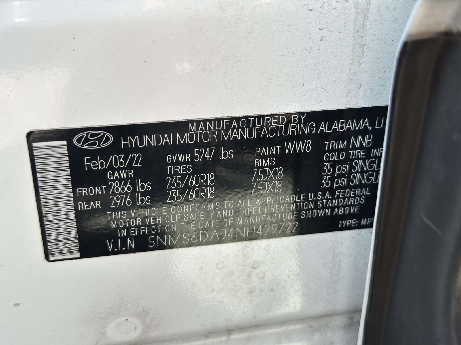 used 2022 Hyundai Santa Fe car, priced at $21,499